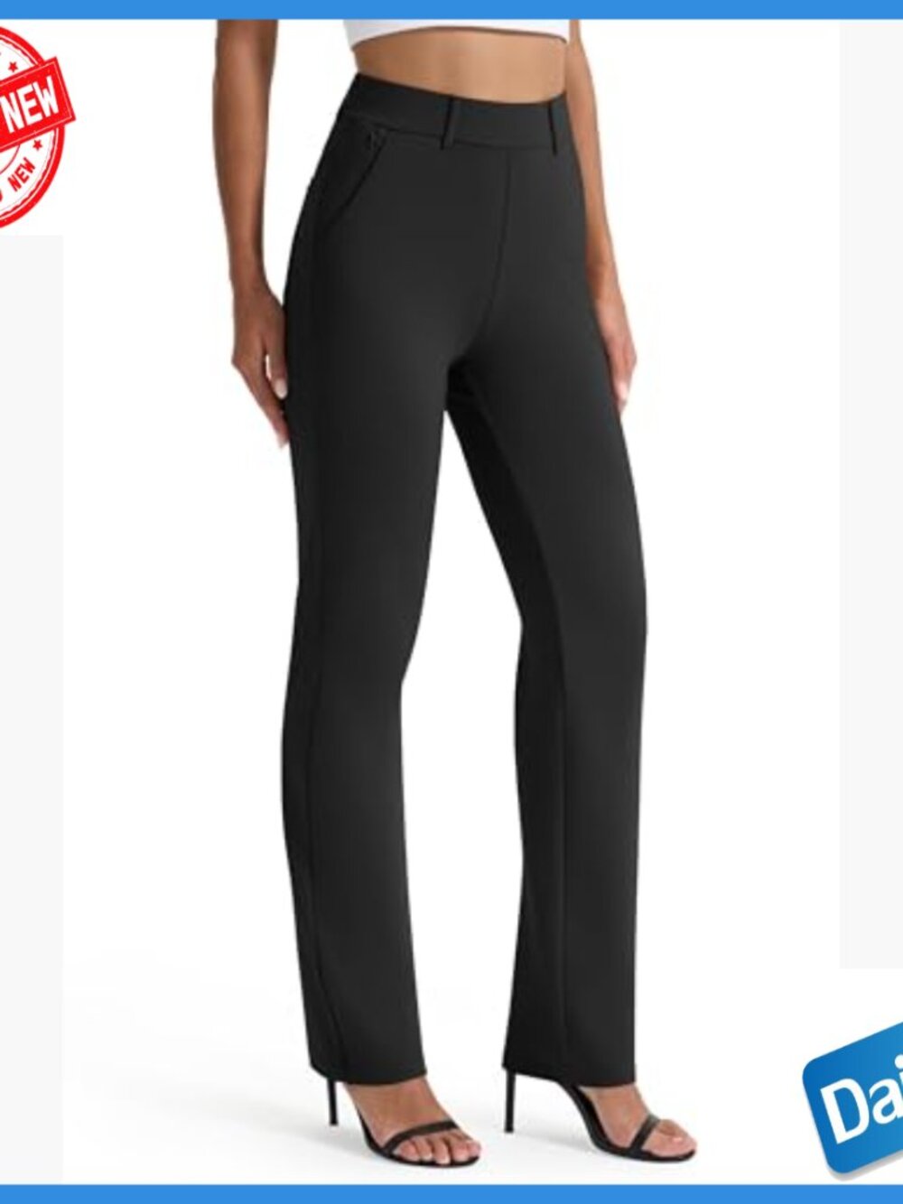 Stretchy Straight Leg Dress Pants with Pockets Business Casual Work Slacks - Picture 3 of 7